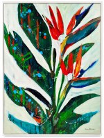 40" x 30" Bird of Paradise 1 Coastal Framed Canvas