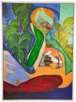 60" x 44" Tropical Leaves Abstract Framed Canvas