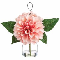 8" Peach Dahlia in a Glass Vase
