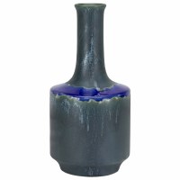13" Dark Blue Drip Ceramic Vase