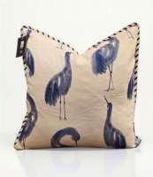 24" Sq Blue and Ivory Sea Bird Decorative Pillow