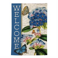 44" x 28" "Welcome" Blue Hydrangea Flag