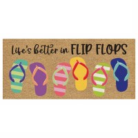 10" x 22" "Life Is Better In Flip Flops" Coir Sassafrass Doormat