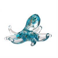 3" Blue and Clear Glass Octopus