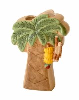 8.5" Palm Tree Vase With Monkey