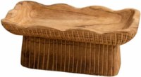 9" x 15" Brown Ribbed Pedestal Wood Tray