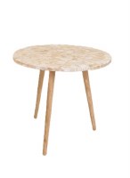 22" Round Capiz With Wood Legs End Table