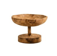 10" Round Natural Deep Pedestal Wood Bowl