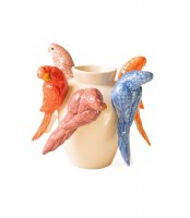 11" Multicolor Parrot Rim Vase