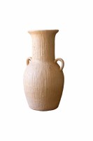 25" Antiqued White Two Handle Vase