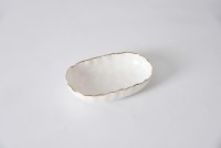 5" x 8" Oval Gold Rim Porcelain Bowl by Pampa Bay