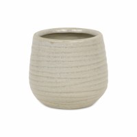 4.5" Round White Groove Ceramic Pot