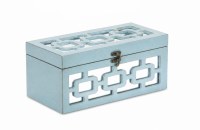 12" x 7" Blue Ovals Mirrored Wood Box