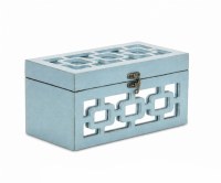 9.5" x 5" Blue Ovals Mirrored Wood Box