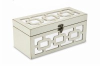 12" x 7" White Ovals Mirrored Wood Box