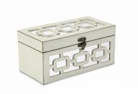 9.5" x 5" White Ovals Mirrored Wood Box