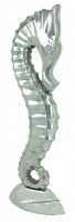 30" Silver Metal Seahorse Statue