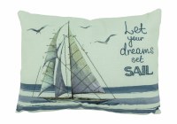 12" x 17" Blue and White "Let Your Dreams Set Sail" Sailboat Pillow