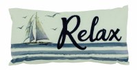 9" x 17" Blue and White "Relax" Sailboat Pillow