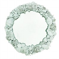 26" Round White Polyresin Shells Wall Mirror