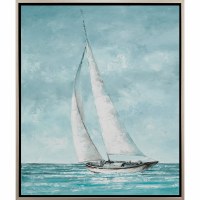 36" x 30" Sailing Away Framed Coastal Canvas