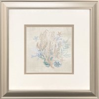 12" Sq Beige Coral Framed Coastal Print