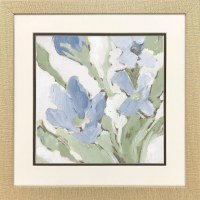 18" Sq Light Blue Flowers Framed Print