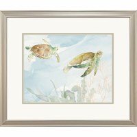 18" x 21" Two Brown Turtles Turtle Framed Coastal Print