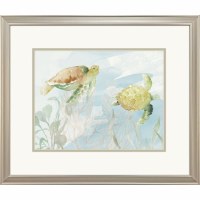 18" x 21" One Yellow and One Brown Turtle Framed Coastal Print