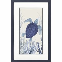 32" x 20" Blue Turtle Framed Coastal Print