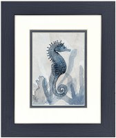 12" x 10" Under Tail Blue Seahorse Framed Coastal Print