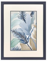 26" x 20" Dark Blue Fronds Framed Print