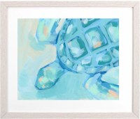 20" x 25" Blue and Green Turtle Top Framed Coastal Print