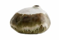 6" Green and White Drip Ceramic Vase