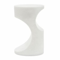 14" White Resin and Stone End Table