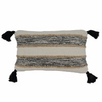 12" x 20" Black and Natural Stripe Pillow