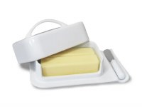 White Butterie Porcelain Mess-Free Butter Dish With Spreader