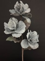 35" Faux Frost Teal Triple Foam Flower Stem