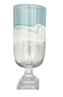 12.6" Light Blue Clear Pedestal Glass Vase