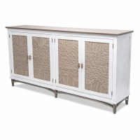 72" White Four Woven Doors Credenza