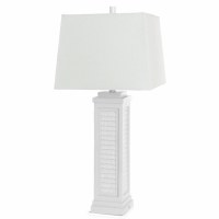 32" White Shutter Polyresin Table Lamp