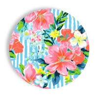 Pack of 24 7" Round Preppy Hibiscus Paper Plates