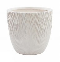 12" White Textured Polyresin Pot