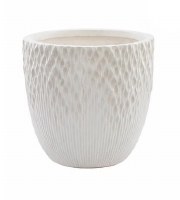 10" White Textured Polyresin Pot