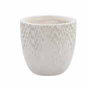 7" White Textured Polyresin Pot