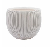 11" Cream Ribbed Polyresin Pot