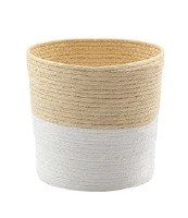 9" Round Yellow and White Basket