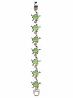 Silver and Green Turtle Bracelet With Magnetic Clasp