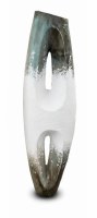 59" White Blue and Gray Two Hole Ceramic Vase