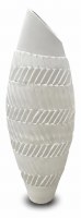 67" White Ribbed Stripe Ceramic Vase